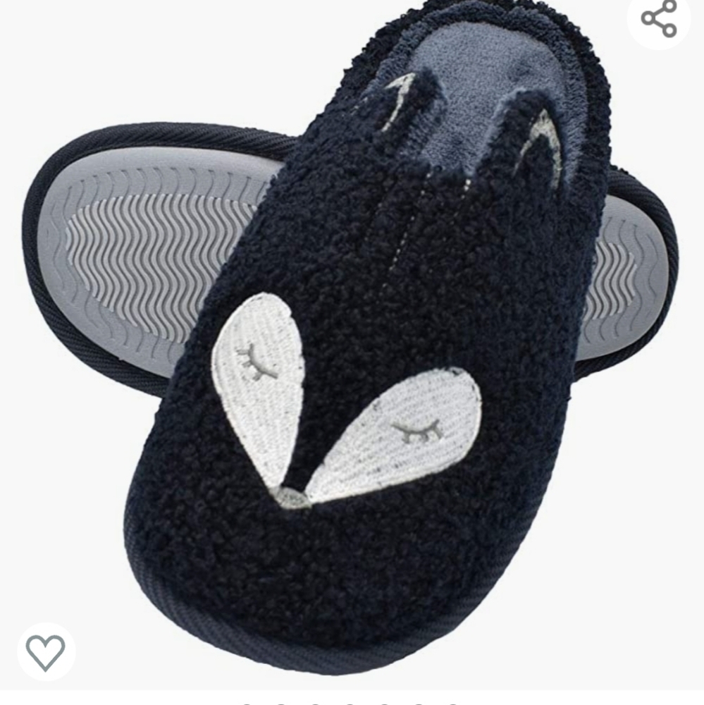 Fuzzy Fox Embroidered Memory Foan Slippers Size Small 4.5